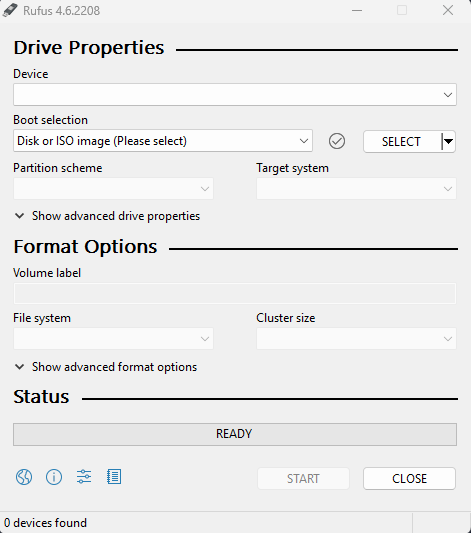 Rufus’ interface is very basic but it works like a charm